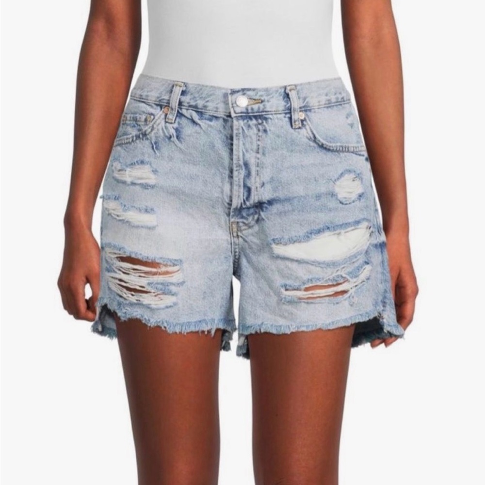 NWOT Free People We The Free Distressed Button Fly Denim Shorts Size 30